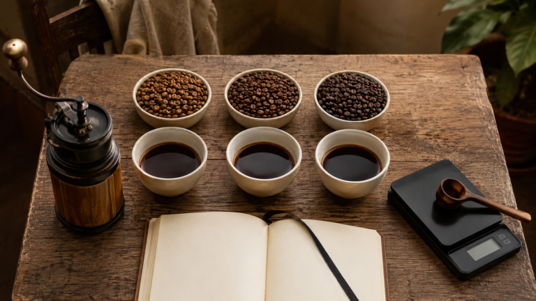 Degustação e comparação de grãos de café
